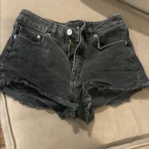 H&M Black Jean Shorts High-Waisted Distressed